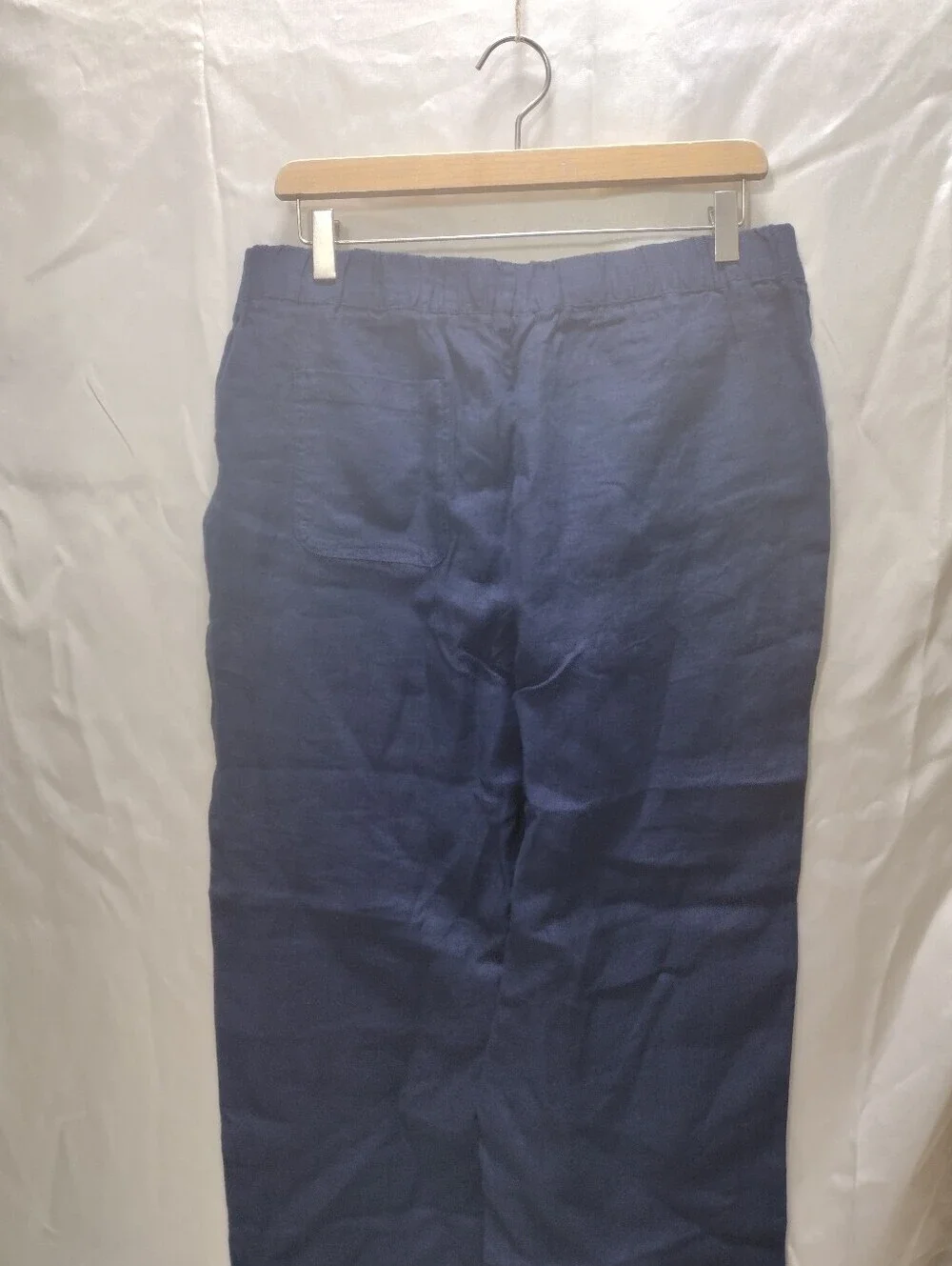 Quince Navy Blue Cropped Linen Pull On Pants Euro Summer Coastal Classic size L